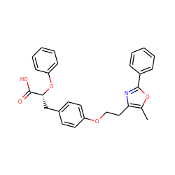 Cc1oc(-c2ccccc2)nc1CCOc1ccc(C[C@@H](Oc2ccccc2)C(=O)O)cc1 ZINC000012358533