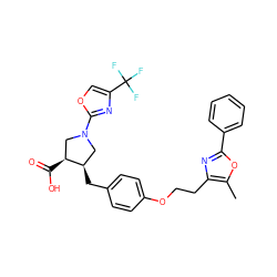 Cc1oc(-c2ccccc2)nc1CCOc1ccc(C[C@@H]2CN(c3nc(C(F)(F)F)co3)C[C@@H]2C(=O)O)cc1 ZINC000200604800