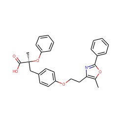 Cc1oc(-c2ccccc2)nc1CCOc1ccc(C[C@](C)(Oc2ccccc2)C(=O)O)cc1 ZINC000012358525