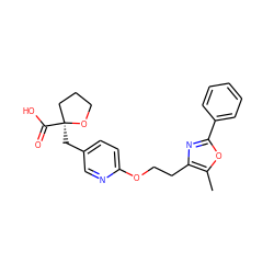 Cc1oc(-c2ccccc2)nc1CCOc1ccc(C[C@]2(C(=O)O)CCCO2)cn1 ZINC000034717768