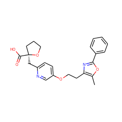 Cc1oc(-c2ccccc2)nc1CCOc1ccc(C[C@]2(C(=O)O)CCCO2)nc1 ZINC000034717750