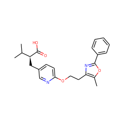 Cc1oc(-c2ccccc2)nc1CCOc1ccc(C[C@H](C(=O)O)C(C)C)cn1 ZINC000034717810