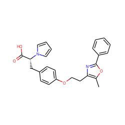 Cc1oc(-c2ccccc2)nc1CCOc1ccc(C[C@H](C(=O)O)n2cccc2)cc1 ZINC000034342188