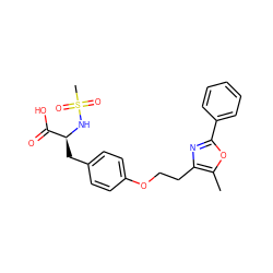 Cc1oc(-c2ccccc2)nc1CCOc1ccc(C[C@H](NS(C)(=O)=O)C(=O)O)cc1 ZINC000026833155