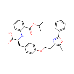 Cc1oc(-c2ccccc2)nc1CCOc1ccc(C[C@H](Nc2ccccc2C(=O)OC(C)C)C(=O)O)cc1 ZINC000012358140