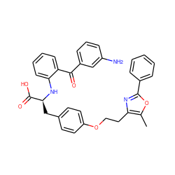 Cc1oc(-c2ccccc2)nc1CCOc1ccc(C[C@H](Nc2ccccc2C(=O)c2cccc(N)c2)C(=O)O)cc1 ZINC000012358129