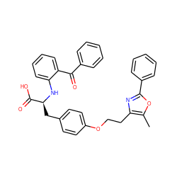 Cc1oc(-c2ccccc2)nc1CCOc1ccc(C[C@H](Nc2ccccc2C(=O)c2ccccc2)C(=O)O)cc1 ZINC000049639808