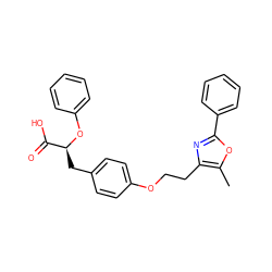 Cc1oc(-c2ccccc2)nc1CCOc1ccc(C[C@H](Oc2ccccc2)C(=O)O)cc1 ZINC000012358534