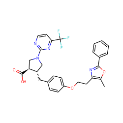 Cc1oc(-c2ccccc2)nc1CCOc1ccc(C[C@H]2CN(c3nccc(C(F)(F)F)n3)C[C@@H]2C(=O)O)cc1 ZINC000200626157