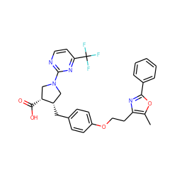 Cc1oc(-c2ccccc2)nc1CCOc1ccc(C[C@H]2CN(c3nccc(C(F)(F)F)n3)C[C@H]2C(=O)O)cc1 ZINC000200626434