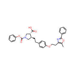 Cc1oc(-c2ccccc2)nc1CCOc1ccc(CC[C@H]2CN(C(=O)Oc3ccccc3)C[C@@H]2C(=O)O)cc1 ZINC000209375034