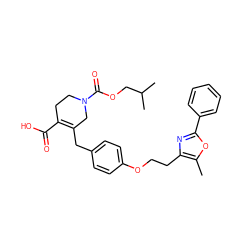 Cc1oc(-c2ccccc2)nc1CCOc1ccc(CC2=C(C(=O)O)CCN(C(=O)OCC(C)C)C2)cc1 ZINC000029043827