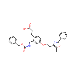 Cc1oc(-c2ccccc2)nc1CCOc1ccc(CCC(=O)O)c(CNC(=O)OCc2ccccc2)c1 ZINC000034717756