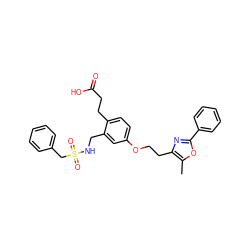 Cc1oc(-c2ccccc2)nc1CCOc1ccc(CCC(=O)O)c(CNS(=O)(=O)Cc2ccccc2)c1 ZINC000034717765