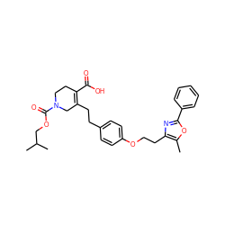 Cc1oc(-c2ccccc2)nc1CCOc1ccc(CCC2=C(C(=O)O)CCN(C(=O)OCC(C)C)C2)cc1 ZINC000029046131