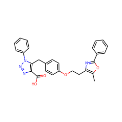 Cc1oc(-c2ccccc2)nc1CCOc1ccc(Cc2c(C(=O)O)nnn2-c2ccccc2)cc1 ZINC000049567348