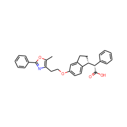 Cc1oc(-c2ccccc2)nc1CCOc1ccc2c(c1)CC[C@@H]2[C@@H](C(=O)O)c1ccccc1 ZINC000028566258