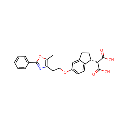 Cc1oc(-c2ccccc2)nc1CCOc1ccc2c(c1)CC[C@@H]2C(C(=O)O)C(=O)O ZINC000028565943