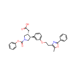 Cc1oc(-c2ccccc2)nc1CCOc1cccc([C@H]2CN(C(=O)Oc3ccccc3)C[C@@H]2CC(=O)O)c1 ZINC000299859093