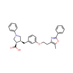 Cc1oc(-c2ccccc2)nc1CCOc1cccc(C[C@@H]2CN(c3ccccc3)C[C@@H]2C(=O)O)c1 ZINC000200622843