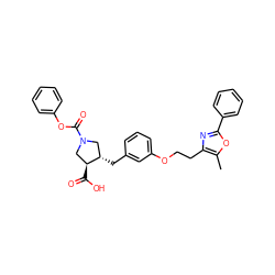 Cc1oc(-c2ccccc2)nc1CCOc1cccc(C[C@H]2CN(C(=O)Oc3ccccc3)C[C@@H]2C(=O)O)c1 ZINC000200624594