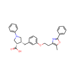 Cc1oc(-c2ccccc2)nc1CCOc1cccc(C[C@H]2CN(c3ccccc3)C[C@H]2C(=O)O)c1 ZINC000200624323