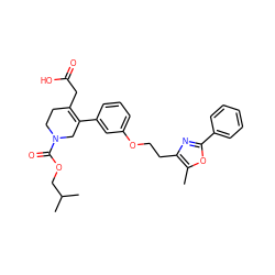 Cc1oc(-c2ccccc2)nc1CCOc1cccc(C2=C(CC(=O)O)CCN(C(=O)OCC(C)C)C2)c1 ZINC000029045666