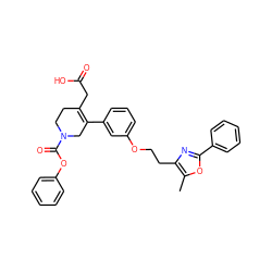 Cc1oc(-c2ccccc2)nc1CCOc1cccc(C2=C(CC(=O)O)CCN(C(=O)Oc3ccccc3)C2)c1 ZINC000029045554