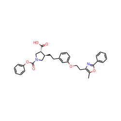 Cc1oc(-c2ccccc2)nc1CCOc1cccc(CC[C@H]2CN(C(=O)Oc3ccccc3)C[C@@H]2C(=O)O)c1 ZINC000209370653