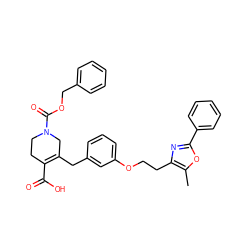 Cc1oc(-c2ccccc2)nc1CCOc1cccc(CC2=C(C(=O)O)CCN(C(=O)OCc3ccccc3)C2)c1 ZINC000029045395