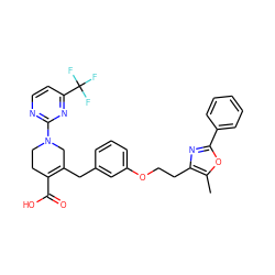 Cc1oc(-c2ccccc2)nc1CCOc1cccc(CC2=C(C(=O)O)CCN(c3nccc(C(F)(F)F)n3)C2)c1 ZINC000029045403