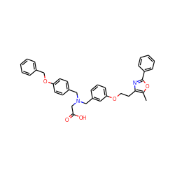 Cc1oc(-c2ccccc2)nc1CCOc1cccc(CN(CC(=O)O)Cc2ccc(OCc3ccccc3)cc2)c1 ZINC000028949115