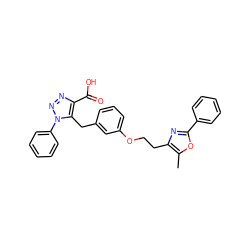 Cc1oc(-c2ccccc2)nc1CCOc1cccc(Cc2c(C(=O)O)nnn2-c2ccccc2)c1 ZINC000040913929