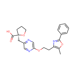 Cc1oc(-c2ccccc2)nc1CCOc1cnc(C[C@]2(C(=O)O)CCCO2)cn1 ZINC000034717816