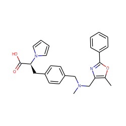 Cc1oc(-c2ccccc2)nc1CN(C)Cc1ccc(C[C@@H](C(=O)O)n2cccc2)cc1 ZINC000040402829