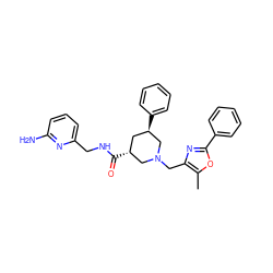 Cc1oc(-c2ccccc2)nc1CN1C[C@H](c2ccccc2)C[C@@H](C(=O)NCc2cccc(N)n2)C1 ZINC000071340499