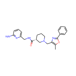 Cc1oc(-c2ccccc2)nc1CN1CCC[C@@H](C(=O)NCc2cccc(N)n2)C1 ZINC000071335158