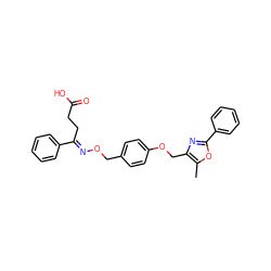 Cc1oc(-c2ccccc2)nc1COc1ccc(CO/N=C(\CCC(=O)O)c2ccccc2)cc1 ZINC000049756486