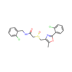 Cc1oc(-c2ccccc2Cl)nc1C[S@@+]([O-])CC(=O)NCc1ccccc1Cl ZINC000008597624