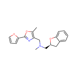 Cc1oc(-c2ccco2)nc1CN(C)C[C@@H]1Cc2ccccc2O1 ZINC000012585531