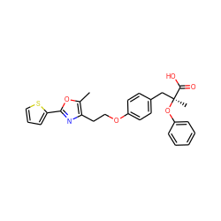 Cc1oc(-c2cccs2)nc1CCOc1ccc(C[C@](C)(Oc2ccccc2)C(=O)O)cc1 ZINC000049820497