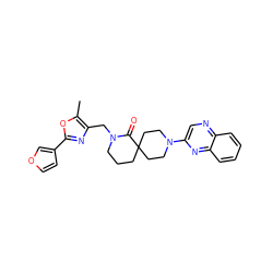 Cc1oc(-c2ccoc2)nc1CN1CCCC2(CCN(c3cnc4ccccc4n3)CC2)C1=O ZINC000096173154