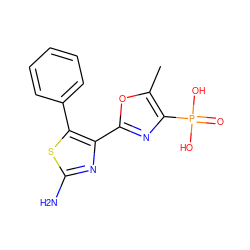 Cc1oc(-c2nc(N)sc2-c2ccccc2)nc1P(=O)(O)O ZINC000066103946