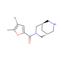 Cc1oc(C(=O)N2C[C@H]3CNC[C@@H](C3)C2)cc1Br ZINC000169711276