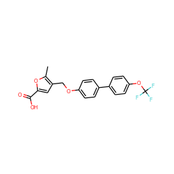 Cc1oc(C(=O)O)cc1COc1ccc(-c2ccc(OC(F)(F)F)cc2)cc1 ZINC000140488597