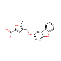 Cc1oc(C(=O)O)cc1COc1ccc2oc3ccccc3c2c1 ZINC000005090924