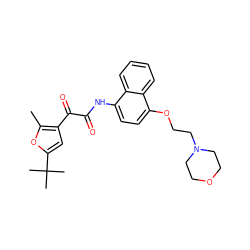 Cc1oc(C(C)(C)C)cc1C(=O)C(=O)Nc1ccc(OCCN2CCOCC2)c2ccccc12 ZINC000040937606