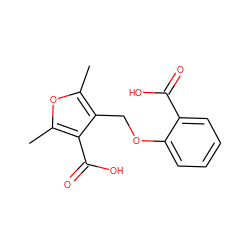 Cc1oc(C)c(C(=O)O)c1COc1ccccc1C(=O)O ZINC000004713641