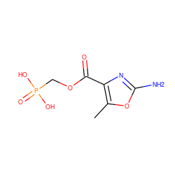 Cc1oc(N)nc1C(=O)OCP(=O)(O)O ZINC000164580317