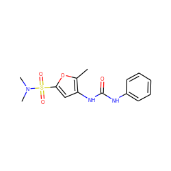 Cc1oc(S(=O)(=O)N(C)C)cc1NC(=O)Nc1ccccc1 ZINC000040395709